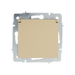 Розетка с заземл. VESNA с крышкой ПБТ зол. LEZARD 742-3688-123B