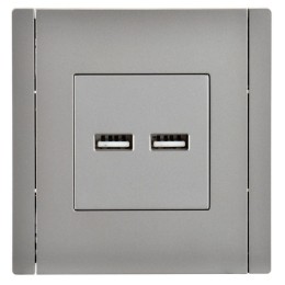 Розетка USB A+A 3.1А FORTE&PIANO FP549 сталь IEK FP-U21-D31-K46