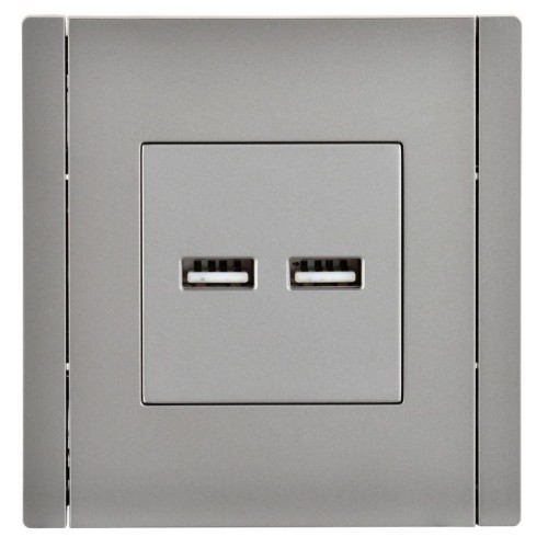 Розетка USB A+A 3.1А FORTE&PIANO FP549 сталь IEK FP-U21-D31-K46