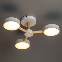 Люстра светодиодная SCANDIA 45Вт 2700К/4200К/6400К 580х160мм 17кв.м ДУ 3 режима диммир. бел./дерево