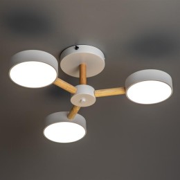 Люстра светодиодная SCANDIA 45Вт 2700К/4200К/6400К 580х160мм 17кв.м ДУ 3 режима диммир. бел./дерево