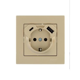 Розетка с заземл. TC+USB разъем VESNA зол. LEZARD 742-3688-181TC