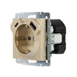 Розетка с заземл. TC+USB разъем VESNA зол. LEZARD 742-3688-181TC