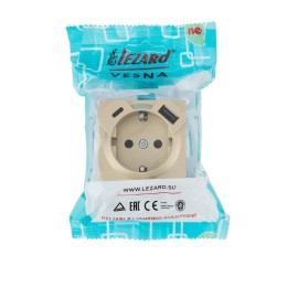Розетка с заземл. TC+USB разъем VESNA зол. LEZARD 742-3688-181TC