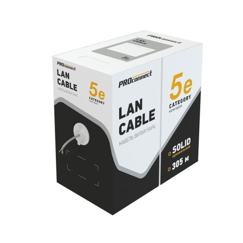 Кабель витая пара F/UTP кат.5 4х2х26AWG solid CCA PVC INDOOR омедненный алюм. сер. (уп.305м) LIGHT P