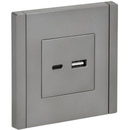 Розетка USB A+C 3.1А FORTE&PIANO FP550 сталь IEK FP-U22-D31-K46
