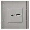 Розетка USB A+C 3.1А FORTE&PIANO FP550 сталь IEK FP-U22-D31-K46
