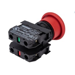 Кнопка аварийная "Грибок" d40мм 1НО+1НЗ с фиксацией и возвратом поворотом EMAS B102EE