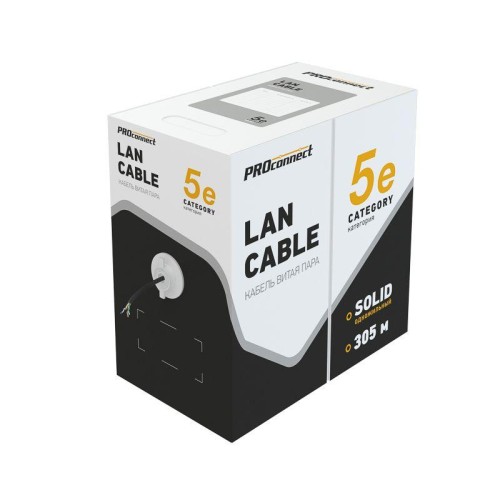 Кабель витая пара F/UTP кат.5e 4х2х24AWG solid CCA PE OUTDOOR омедненный алюм. черн. (уп.305м) PROCO