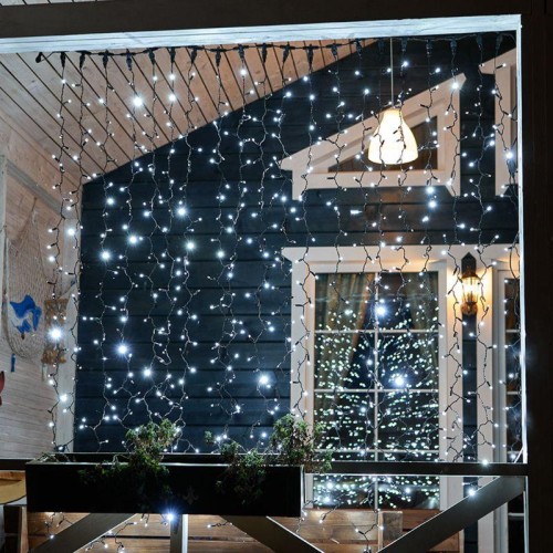 Гирлянда светодиодная "Светодиодный Дождь" 2х3м 600LED бел. 80Вт 230В IP65 эффект мерцания провод че