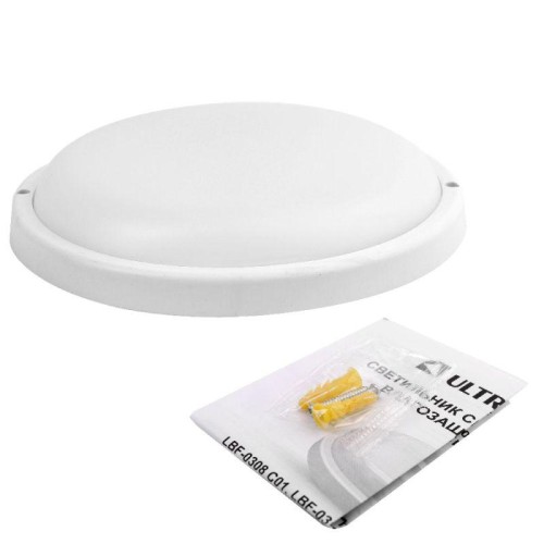 Светильник светодиодный ЖКХ 8Вт 4000К IP65 220В влагозащ. круг LBF-0318 C01 Ultraflash 15339