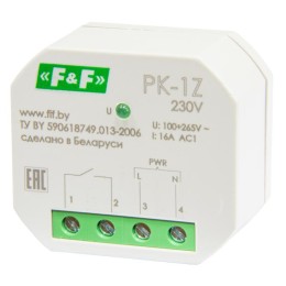 Реле промежуточное PK-1Z-230 (100-265 AC/DC 16А 1NO/NC для установки в монтажную коробку d60мм) F&F