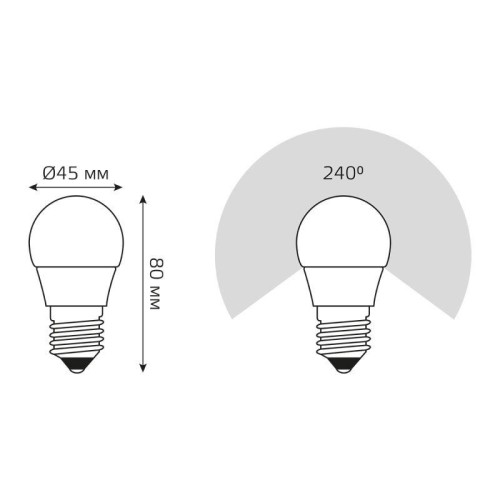 Лампа светодиодная Black 6.5Вт P45 шар 3000К тепл. бел. E27 520лм GAUSS 105102107
