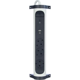 Удлинитель 3х1.5м 16А IP20 Комфорт 3х2P+E 2хUSB A+C 3А с поворотн. осн. защита от импульсных перенап