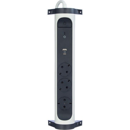 Удлинитель 3х1.5м 16А IP20 Комфорт 3х2P+E 2хUSB A+C 3А с поворотн. осн. защита от импульсных перенап
