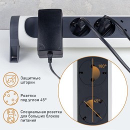 Удлинитель 3х1.5м 16А IP20 Комфорт 3х2P+E 2хUSB A+C 3А с поворотн. осн. защита от импульсных перенап