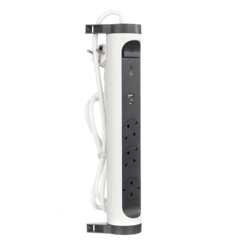 Удлинитель 3х1.5м 16А IP20 Комфорт 3х2P+E 2хUSB A+C 3А с поворотн. осн. защита от импульсных перенап