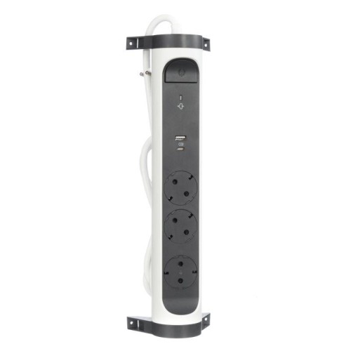 Удлинитель 3х1.5м 16А IP20 Комфорт 3х2P+E 2хUSB A+C 3А с поворотн. осн. защита от импульсных перенап