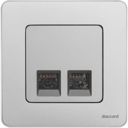 Розетка компьютерная 2-м Inspiria RJ45 кат.5E UTP сл. алюм. Leg 673837