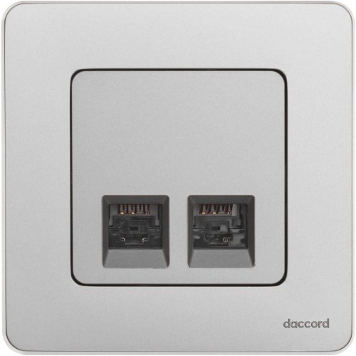 Розетка компьютерная 2-м Inspiria RJ45 кат.5E UTP сл. алюм. Leg 673837