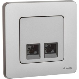 Розетка компьютерная 2-м Inspiria RJ45 кат.5E UTP сл. алюм. Leg 673837