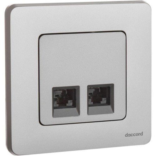 Розетка компьютерная 2-м Inspiria RJ45 кат.5E UTP сл. алюм. Leg 673837