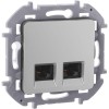 Розетка компьютерная 2-м Inspiria RJ45 кат.5E UTP сл. алюм. Leg 673837