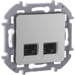 Розетка компьютерная 2-м Inspiria RJ45 кат.5E UTP сл. алюм. Leg 673837