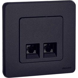 Розетка компьютерная 2-м Inspiria RJ45 кат.5E UTP антрацит Leg 673838