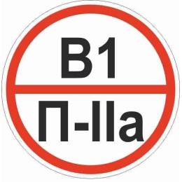 Знак "Категории помещения по взрывопожарной и пожарной опасности В1 П-IIа" 200х200мм пластик EKF pn-