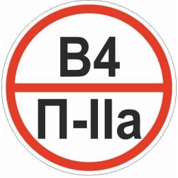 Знак "Категории помещения по взрывопожарной и пожарной опасности В4 П-IIа" 200х200мм пластик EKF pn-