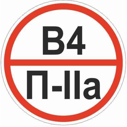 Знак "Категории помещения по взрывопожарной и пожарной опасности В4 П-IIа" 200х200мм пластик EKF pn-