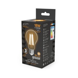 Лампа светодиодная филаментная Black Filament 18Вт A60 грушевидная 2700К тепл. бел. E27 1600лм GAUSS