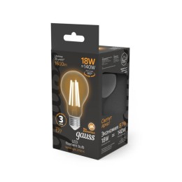 Лампа светодиодная филаментная Black Filament 18Вт A60 грушевидная 2700К тепл. бел. E27 1600лм GAUSS