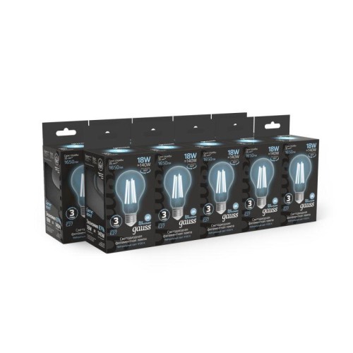 Лампа светодиодная филаментная Black Filament 18Вт A60 грушевидная 4100К нейтр. бел. E27 1650лм GAUS