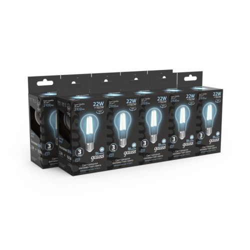 Лампа светодиодная филаментная Black Filament 22Вт A70 грушевидная 4100К нейтр. бел. E27 2100лм GAUS
