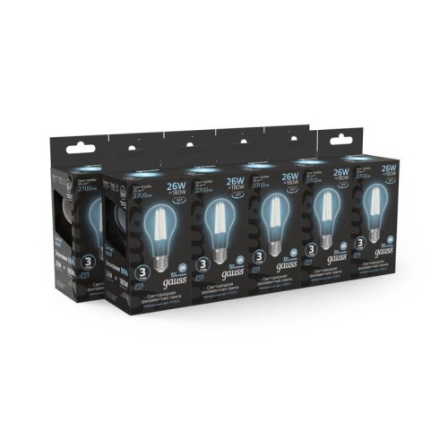 Лампа светодиодная филаментная Black Filament 26Вт A70 грушевидная 4100К нейтр. бел. E27 2700лм GAUS