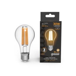 Лампа светодиодная филаментная Black Filament 30Вт A70 грушевидная 2700К тепл. бел. E27 3000лм GAUSS