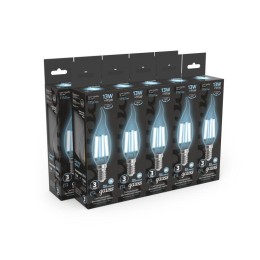 Лампа светодиодная филаментная Black Filament 13Вт свеча на ветру 4100К нейтр. бел. E14 1150лм GAUSS