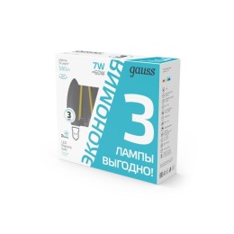 Лампа светодиодная филаментная Black Filament 7Вт свеча 4100К нейтр. бел. E14 580лм промо (уп.3шт) G