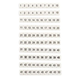 Маркеры для ST/Push-in 2.5 с нумерацией 1-50 для крепления сбоку (уп.100шт) EKF zb-st-2.5-nlpe-1-50