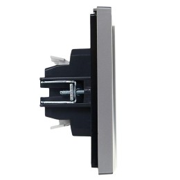 Выключатель проходной 2-кл. СП FORTE&PIANO 10А FP508 с индикацией сталь IEK FP-V22-1-10-1-K46