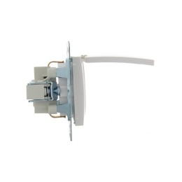 Розетка 1-м СП Karina с заземл. с крышкой термопласт механизм жемчуж./бел. перламутр. LEZARD 707-308