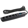 Удлинитель с сетевым фильтром 5х2м с заземл. 10А IP20 U-5es-2m-B 2хUSB ПВС 3х0.75 с выкл. защ. шторк
