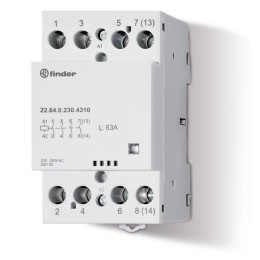 Контактор модульный 2NO + 2NC 63А AgSnO2 120В AC/DC 53.5мм IP20 опции: мех. индикатор FINDER 2264012