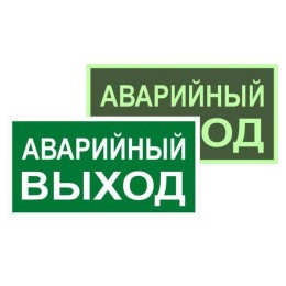 Знак эвакуационный E 23 "Указатель запасного выхода" 150х300мм металл с покрытием фотолюминесцентным