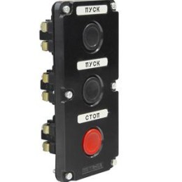 Пост управления ПКЕ 112-3 У3 10А 660В 3 элемента черн. и красн. цилиндр в нишу IP40 Электротехник ET