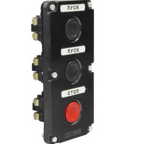 Пост управления ПКЕ 112-3 У3 10А 660В 3 элемента черн. и красн. цилиндр в нишу IP40 Электротехник ET