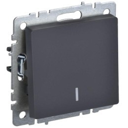 Выключатель 1-кл. СП BRITE ВС10-1-1-БрГ 10А с индик. механизм графит IEK BR-V10-1-10-K53