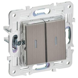 Выключатель проходной 2-кл. SKANDY 10А SK-V10N с индикацией никель IEK SK-V22-1-10-K50